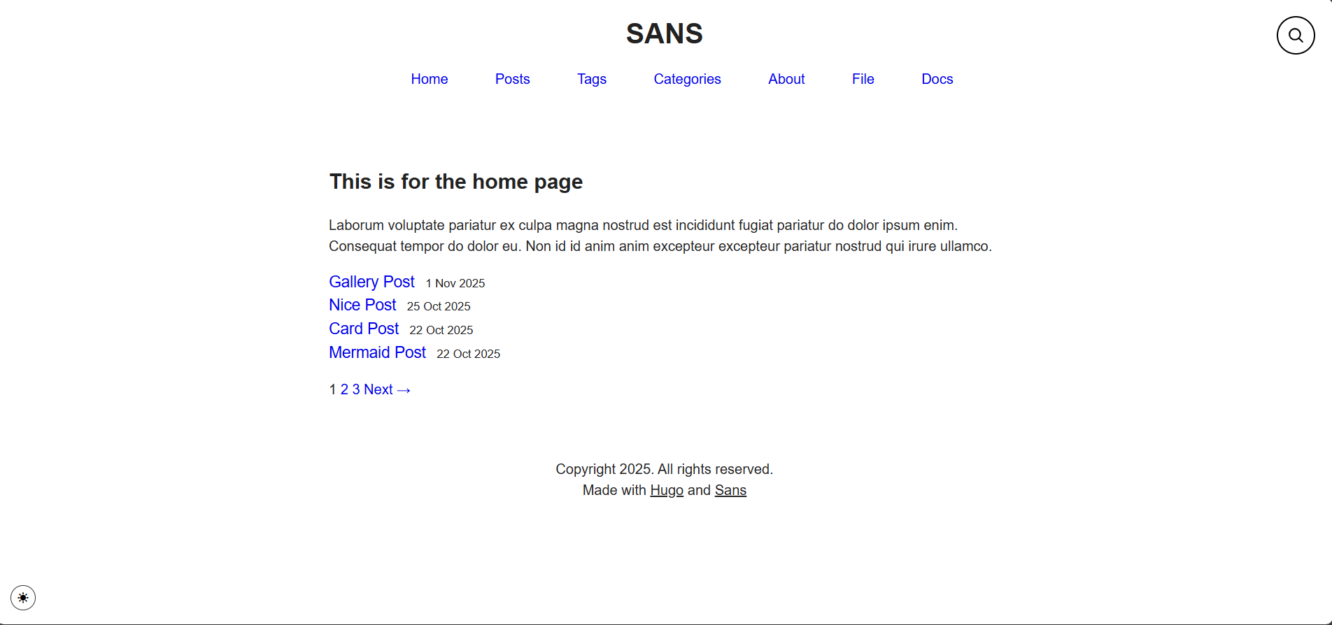 Fig: Only Posts Homepage Layout